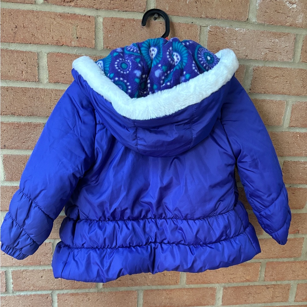 London Fog Little Girl's Puffer Coat Purple 3T | Like New - Picture 5 of 6
